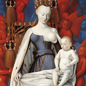 Maria en kind omringd door serafijnen en cherubijnen