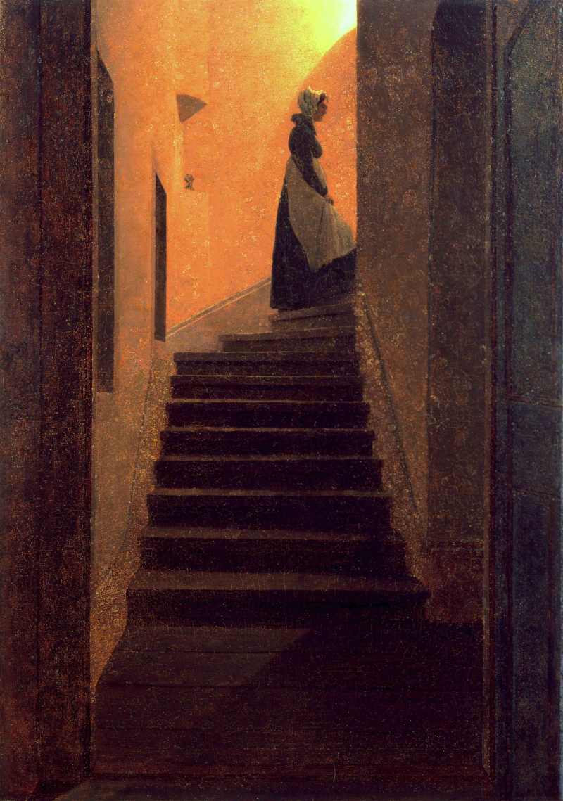 Frau auf der Treppe