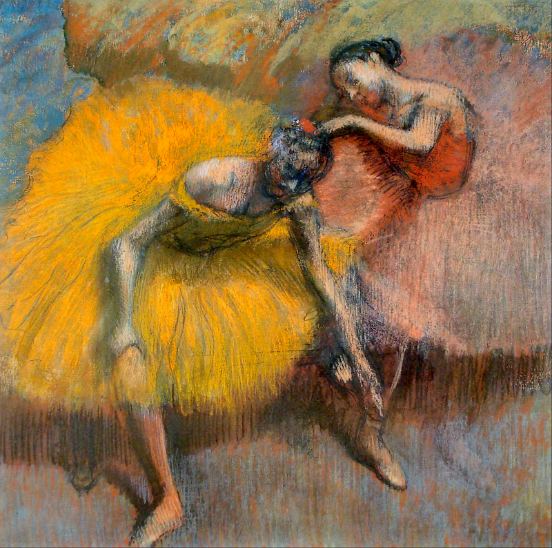 Dos bailarinas en amarillo y rosa - Edgar Degas - Historia Arte (HA!)