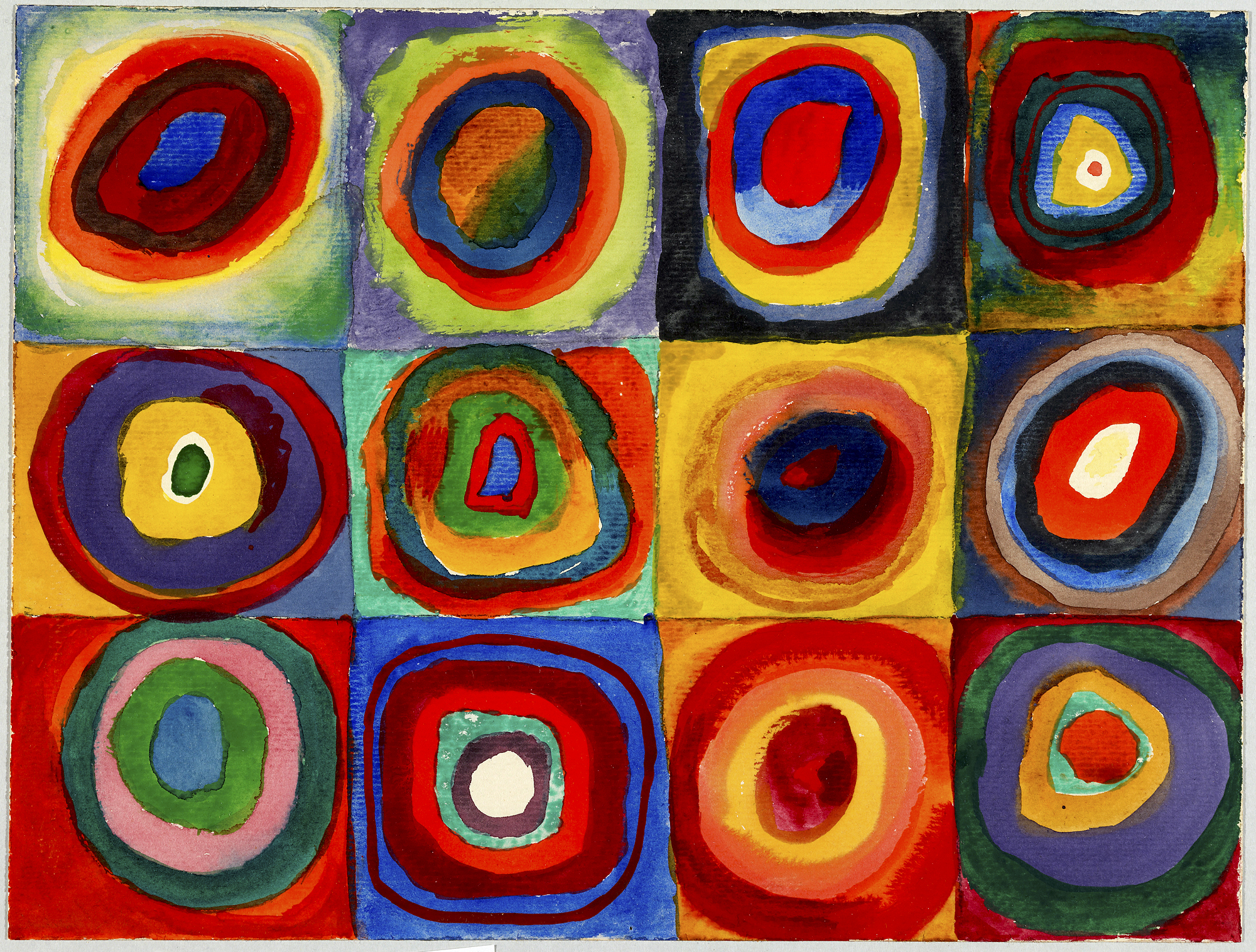 Fuerza motriz Colectivo Rodeado Estudio de color: cuadrados con círculos concéntricos - Wassily Kandinsky -  Historia Arte (HA!)