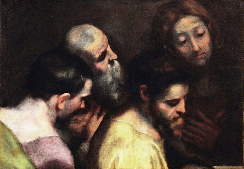 Bozzetto per le teste di quattro apostoli seduti a sinistra nell'Ultima Cena, Duomo di Urbino