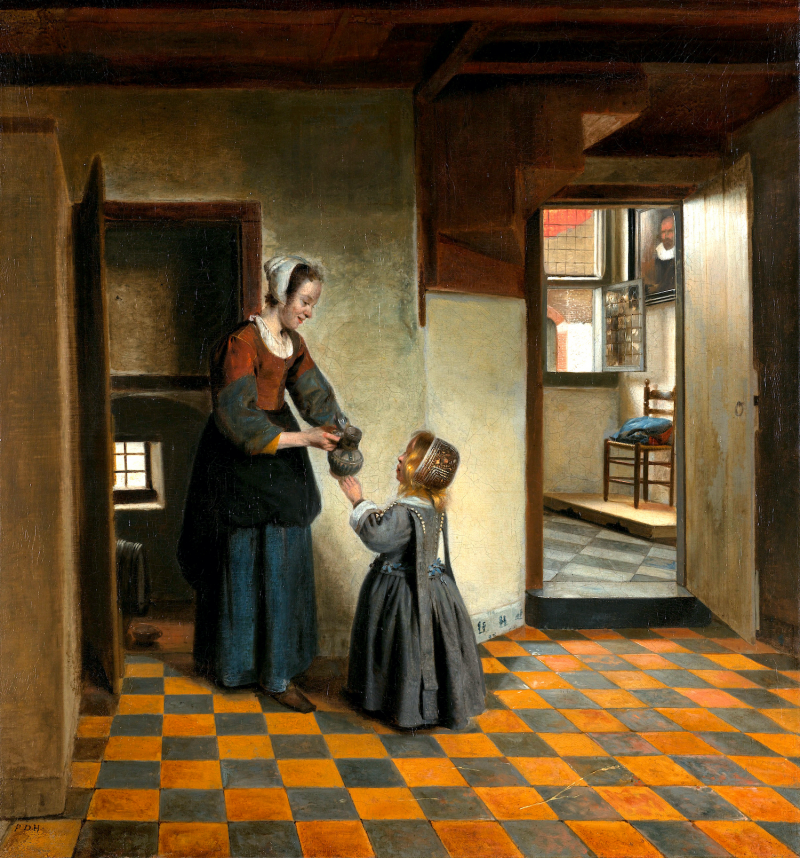 Een vrouw met een kind in een kelderkamer
