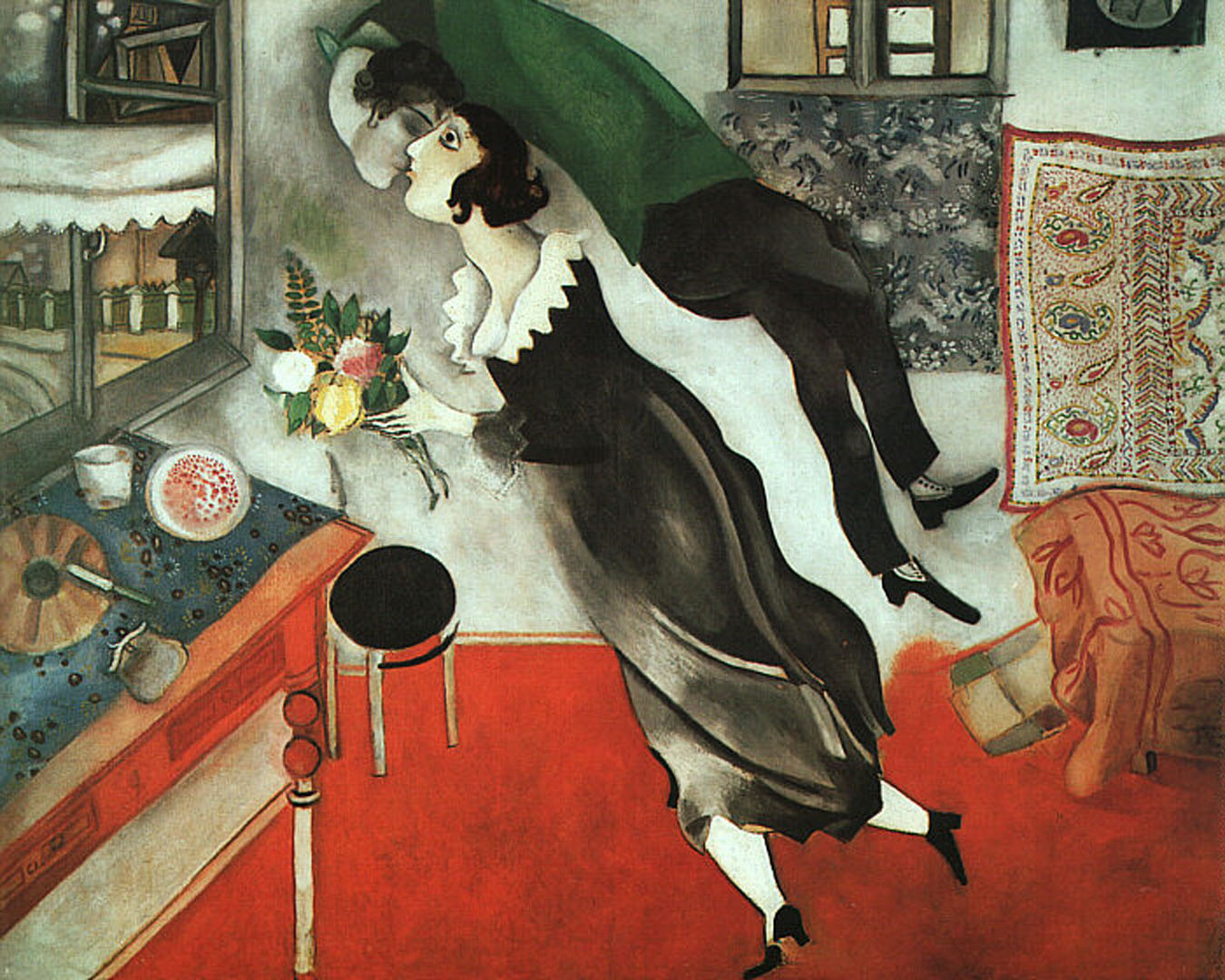 Pintura famosa El cumpleaños de Marc Chagall Carteles e impresiones Arte de la pared Pintura en lienzo para la sala de estar Decoración del hogar 30x35cm Sin marco 
