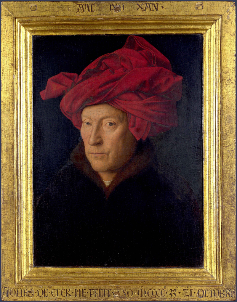 Portret van een man met rode tulband